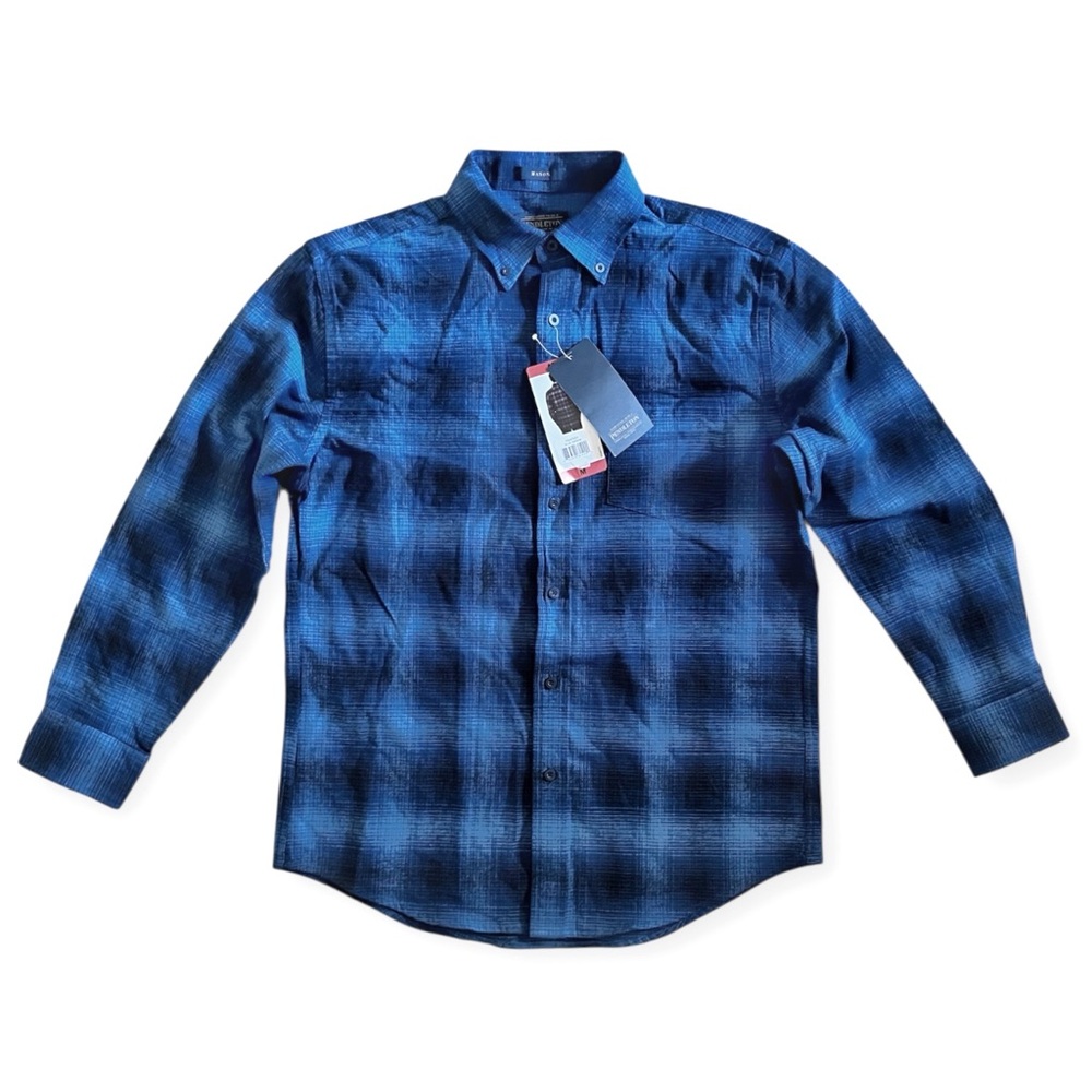 NWT Pendleton Men's Cotton Mason Flannel Button-Up Shirt in Blue Ombre, sz M
